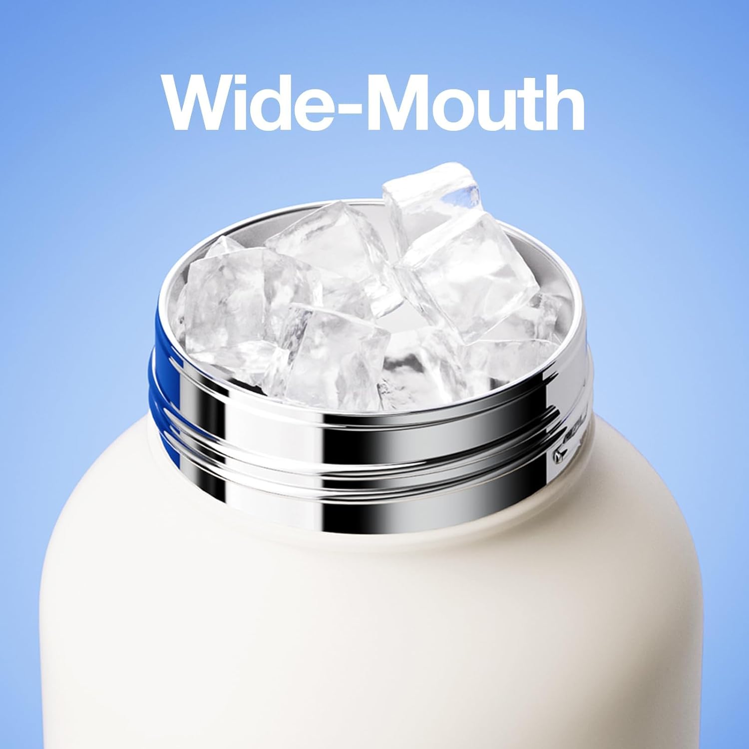 CHAKO LAB Water Bottle with Straw and Carry Handle | Wide Mouth vacuum insulated stainless steel Bottles | Reusable, leak-proof and BPA-free | 33oz(White&Blue) - Image 7