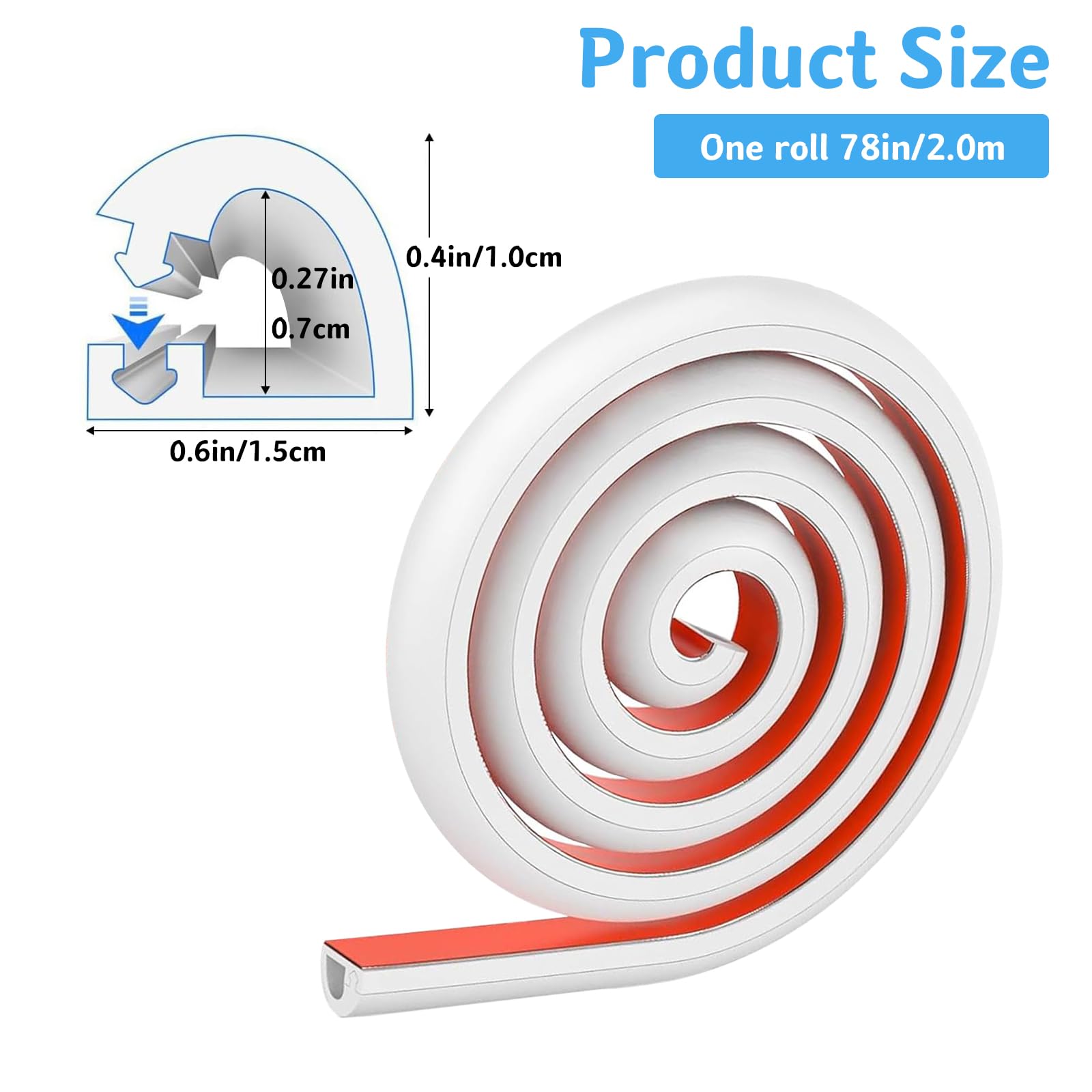 Wall Cord Hider 78 Inch, Self Adhesive Wire Cable Hider Cord Cover for 2 Cords, Flexible Silicone Cable Concealer for Extension Cord Management W0.6in H0.4in White — view 2