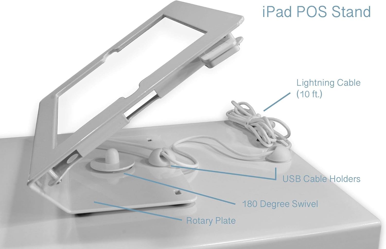 Silver by AB SCD10 Point of Sale (POS) Register Bundle - Stand for 9.7" iPad w/Rotary Plate & White 13" Cash Drawer: Removable 4 Bill / 5 Coin Money Tray, 2 Media Slots, Manual & Electronic Open : Office Products