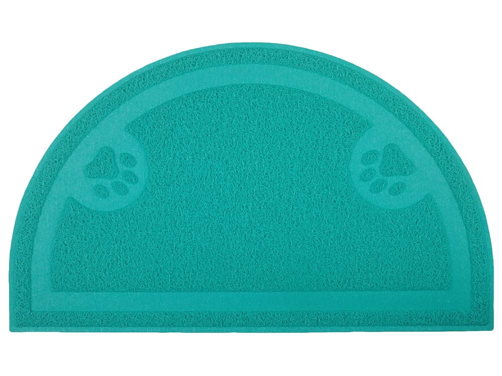 Paw Print Cat Litter Mat, Kitten Litter Mat, Door Mat, Semicircle,60x36cm (Turquoise)
