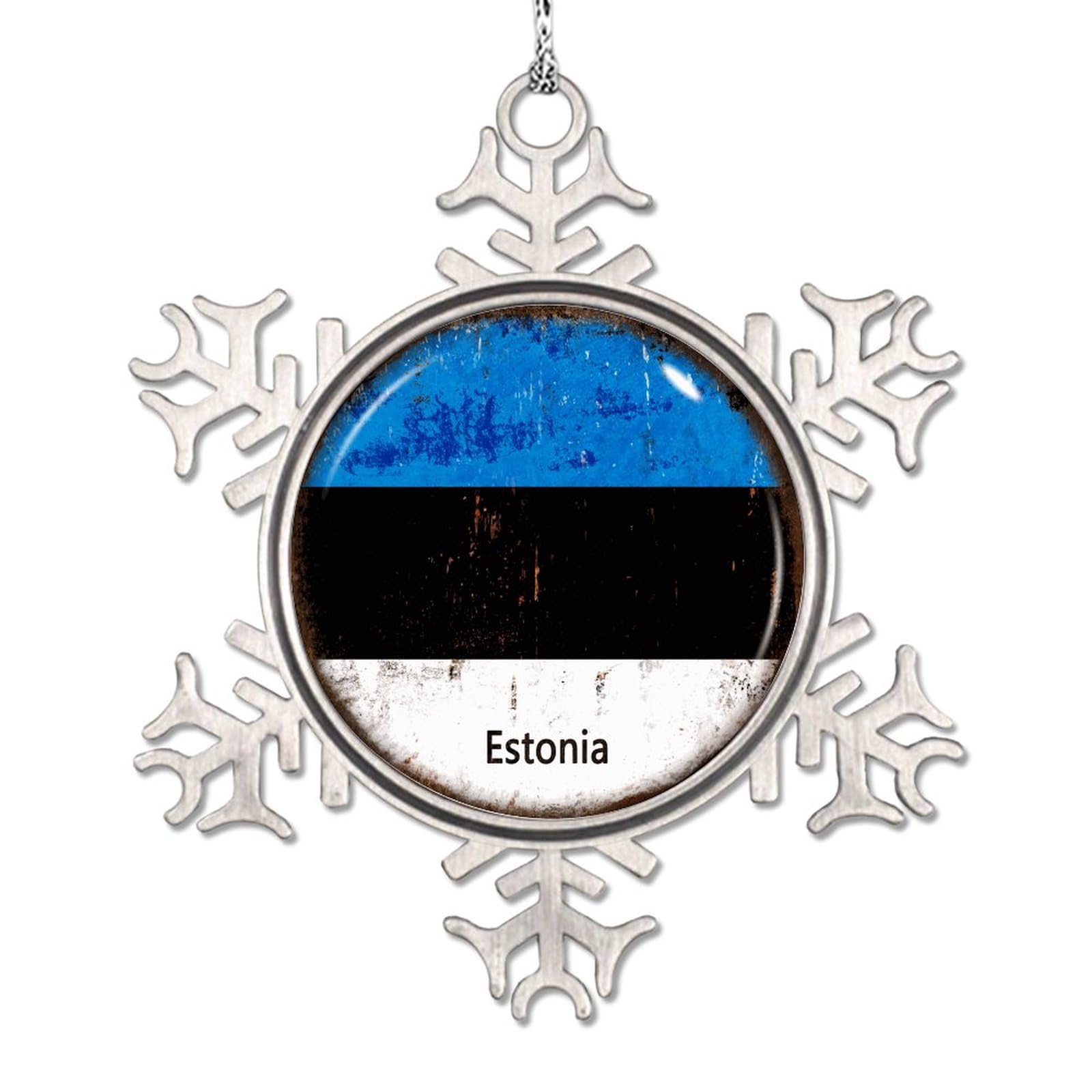 Drapeau Estonie ornement de Noël en métal souvenir voyage