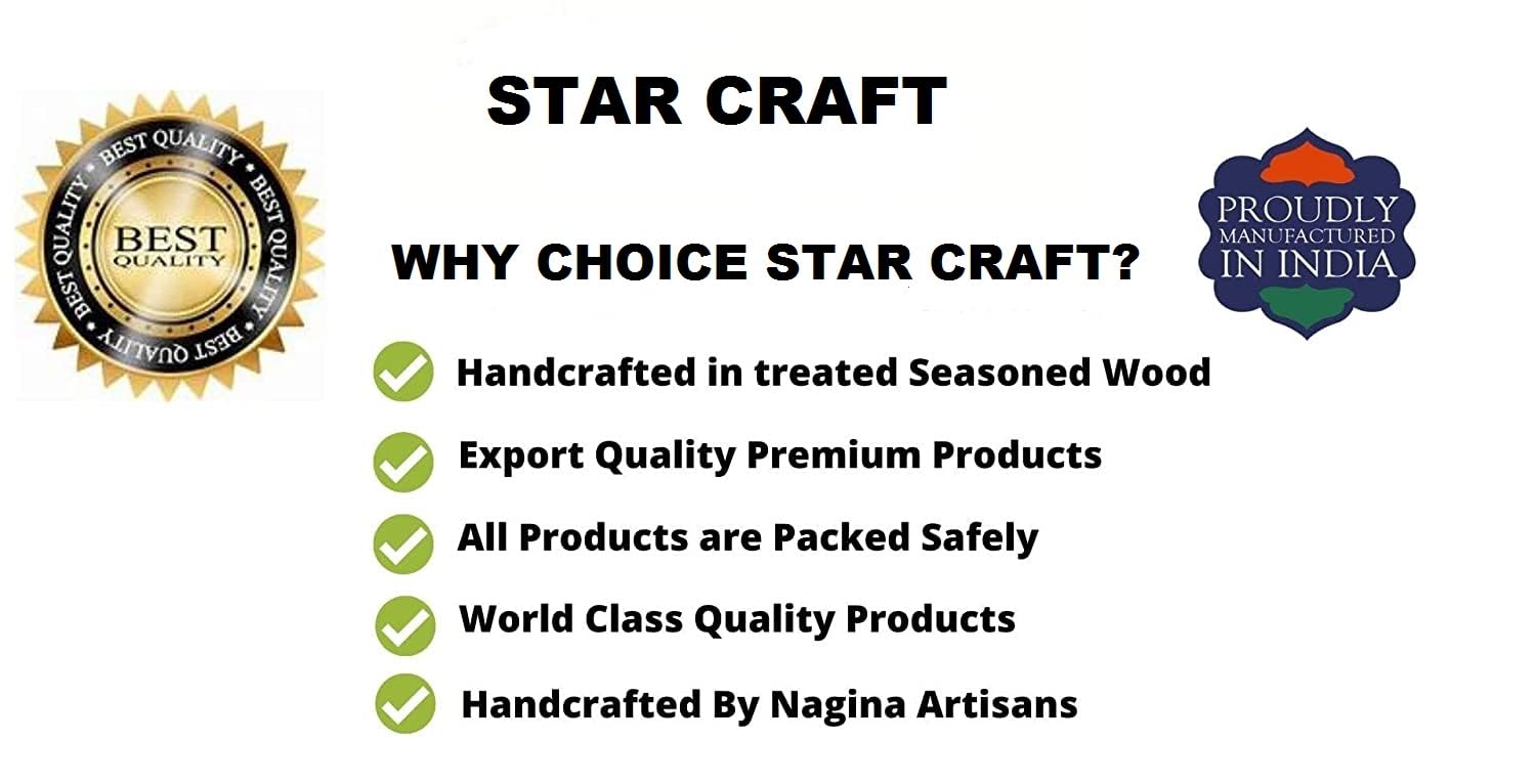 STAR CRAFT Juego de bandejas redondas de madera hechas a mano de madera dura para servir para cocina, mesa de comedor, bandeja multipurpuose (natural)
