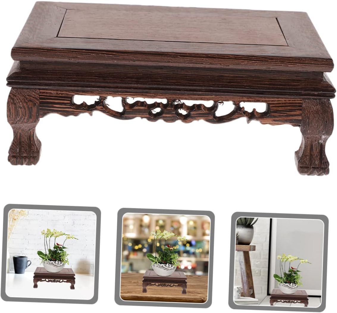 Multi-use Wooden Pedestal Stand for Plants Statues Crafts Sturdy Smooth Edges Rustic Style for Home Decor and Gardening Medium Long Base