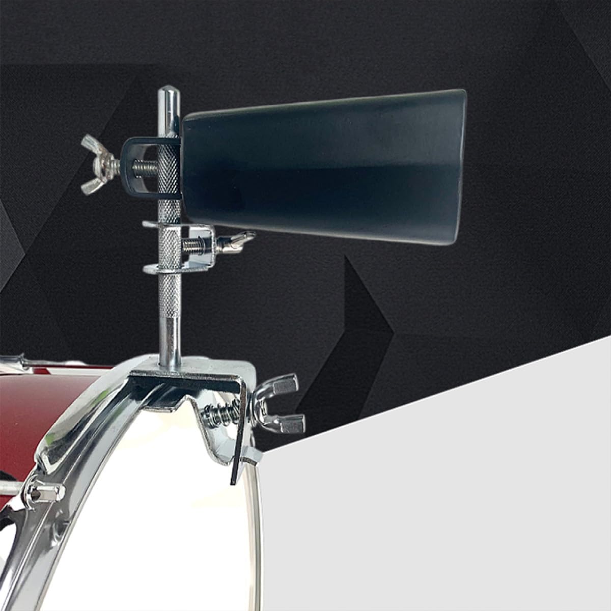 Cabilock Cencerro Metálico Negro para Batería Sonido Rico y Estructura Robusta, Accesorio Adecuado para Estudiantes y Principiantes en Percusión