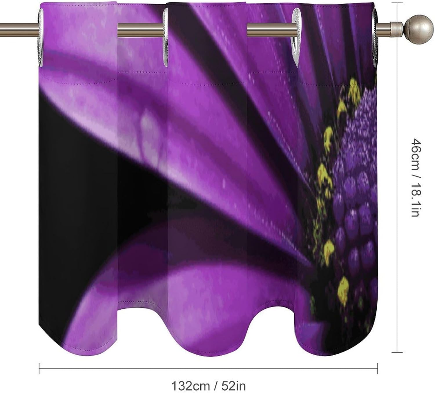 Purple Daisy Valances for Window 2 Panels. Light Filtering Curtains Farmhouse Short Small Valance.Modern Curtains for Windows Living Room Kitchen Over Sink.