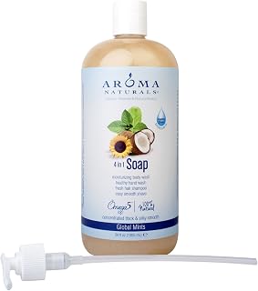 Aroma Naturals Extraordinary Natural 4-in-1 Castile Liquid Soap, Global Mints, 34 Ounce