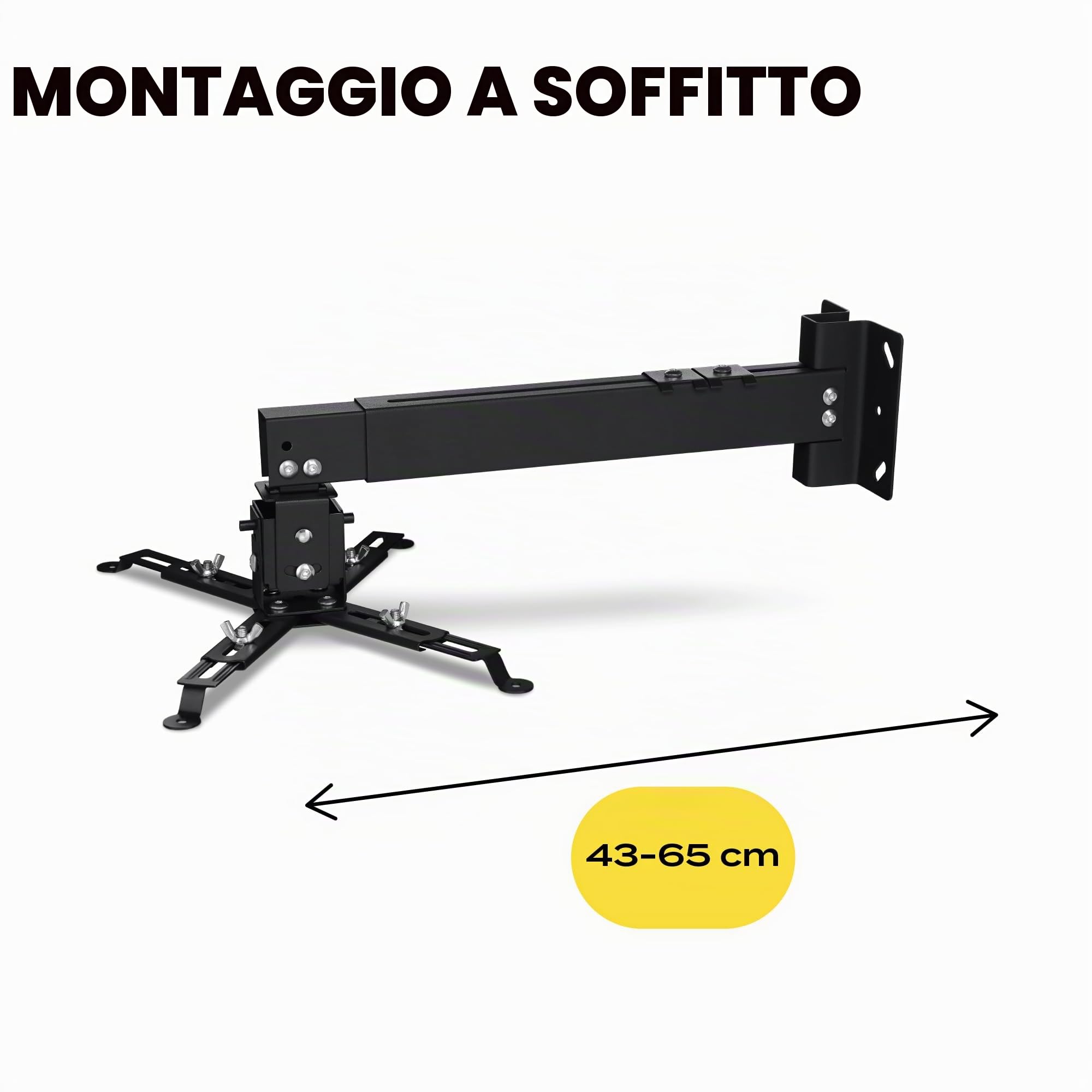 Overmax Ceiling Mount supporto per proiettore fino a 20 kg, lunghezza regolabile, regolazione dell'angolo 25 gradi, in acciaio, montaggio a parete e a soffitto, struttura leggera e stabile