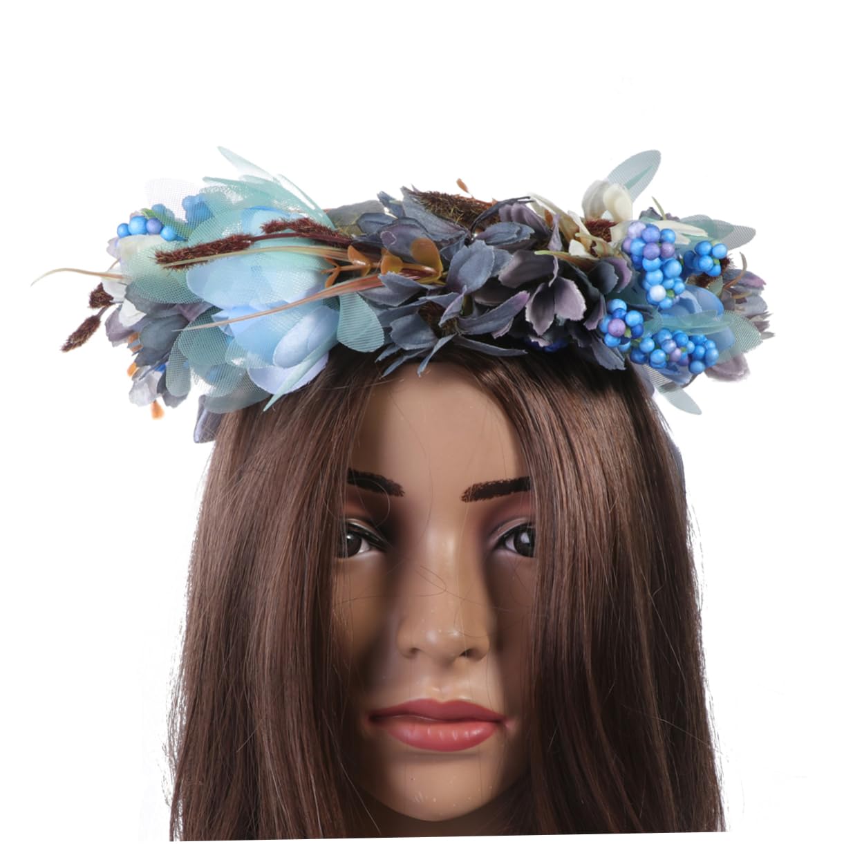 Housoutil 6 Piezas Aro Para El Pelo Con Muñequera Leis Diadema De Flores Espejos De Mano Con Mango Guirnalda De Boda De Las Mujeres Diadema De Boda Muñeca Floral Anillo De Pelo Pulsera Playa