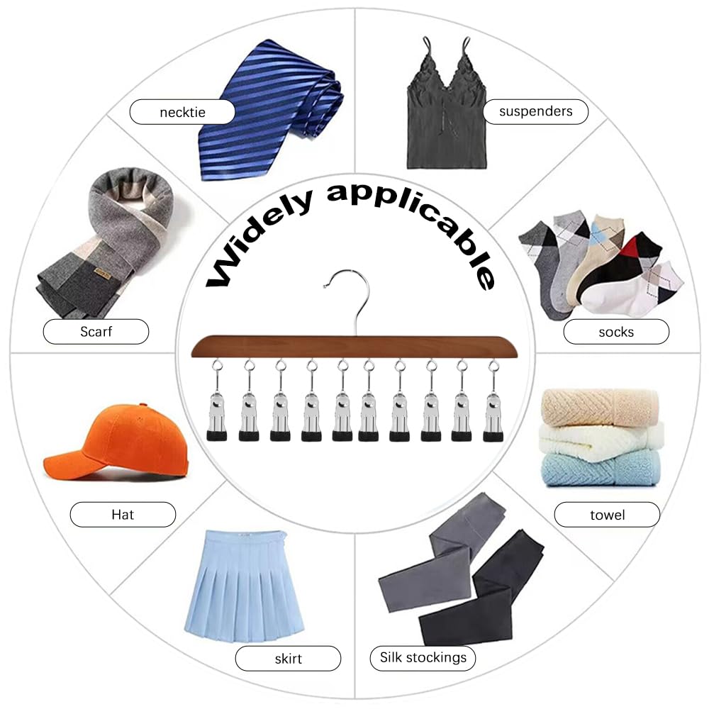 2 Séchoirs à Chaussettes En Bois Avec 12 Pinces | Cintre à Linge Portable Pour Sous-vêtements, Bonnets, Petites Pièces | Pour Intérieur/extérieur