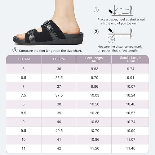 Miniatura 6 de MEGNYA Women Comfortable Walking Sandals with Arch Support, Plantar Fasciitis Slides for Flat Feet Relieve, Orthopedic Sandals with Adjustable Straps