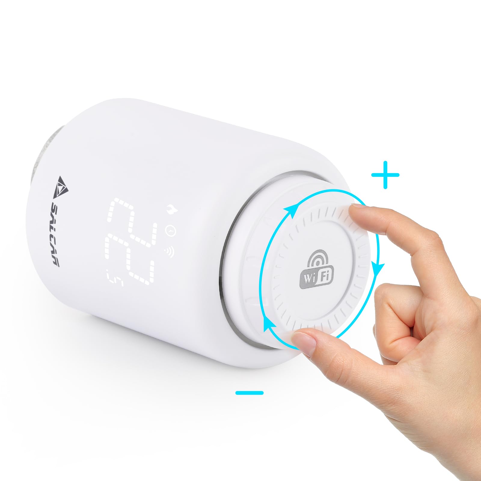SALCAR WiFi Thermostat Direct Connecté TRV603 Tête Thermostatique Compatible avec Amazon Alexa & Google Assistant Thermostat Radiateur Programmable Tuya Aucune Passerelle Requise