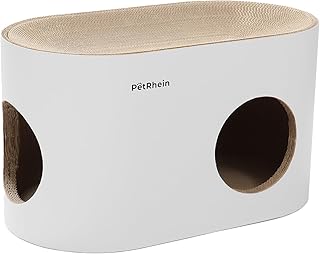 PetRhein Multi-Purpose Scratching Board for Cats to Play, Claw Sharpening and Lying Down Large Capacity Cat Nest, High-Quality Scratching Paper, 64 x 35 x 36 cm (White) product image