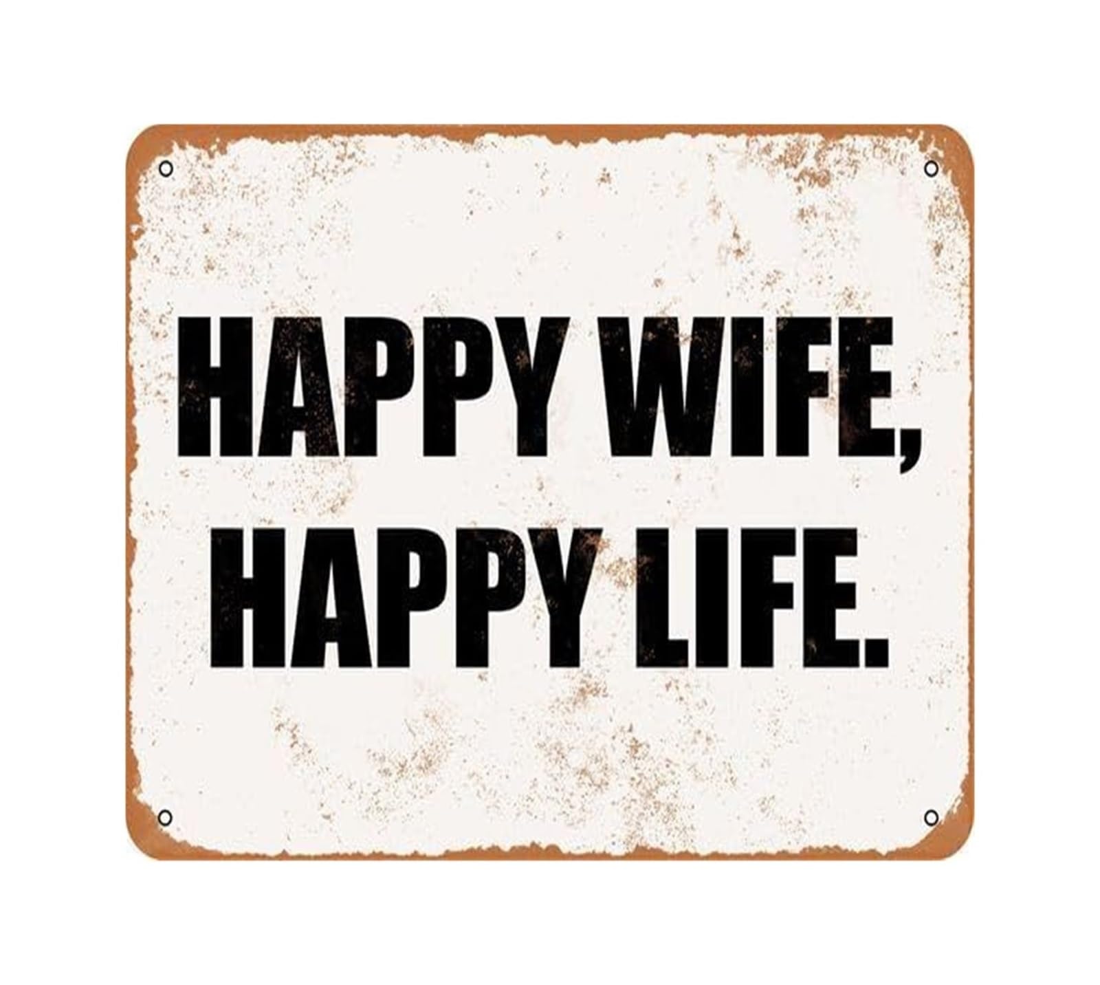 EKFBQBGW Man Cave Sign Happy Wife Happy Life Humorous Tin Sign for Garage Office Den Wall Decor Funny Quote Gift Idea Rustic Metal Sign (8 X 12 inch)
