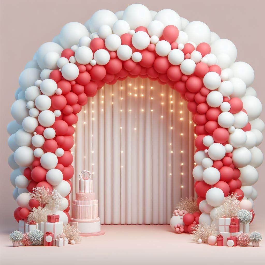 Kit Guirlande De Ballons Rouge, Blanc Et Or : Décoration De Fête