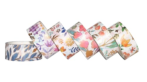 Miniatura 6 de YUBBAEX Juego de cinta Washi floral dorada VSCO de papel de aluminio decorativo para artes, manualidades, suministros de diario, planificadores,