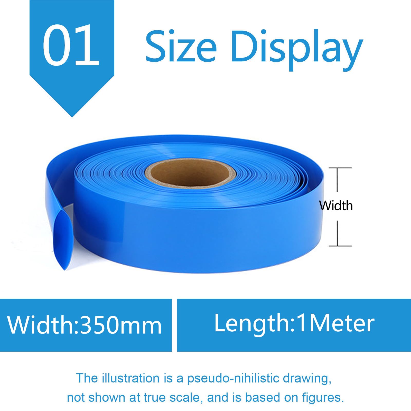 Guaina termorestringente in PVC blu 330-400 mm larghezza 1 metro (larghezza: 350 mm)