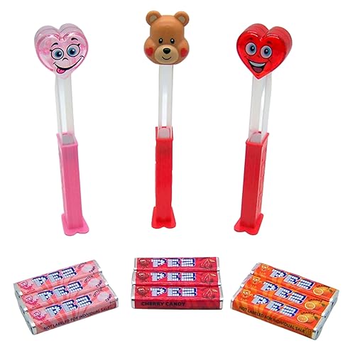 Miniatura 3 de PEZ Valentine Candy and Dispensers, corazón rosa, corazón rojo y oso, paquete de 3