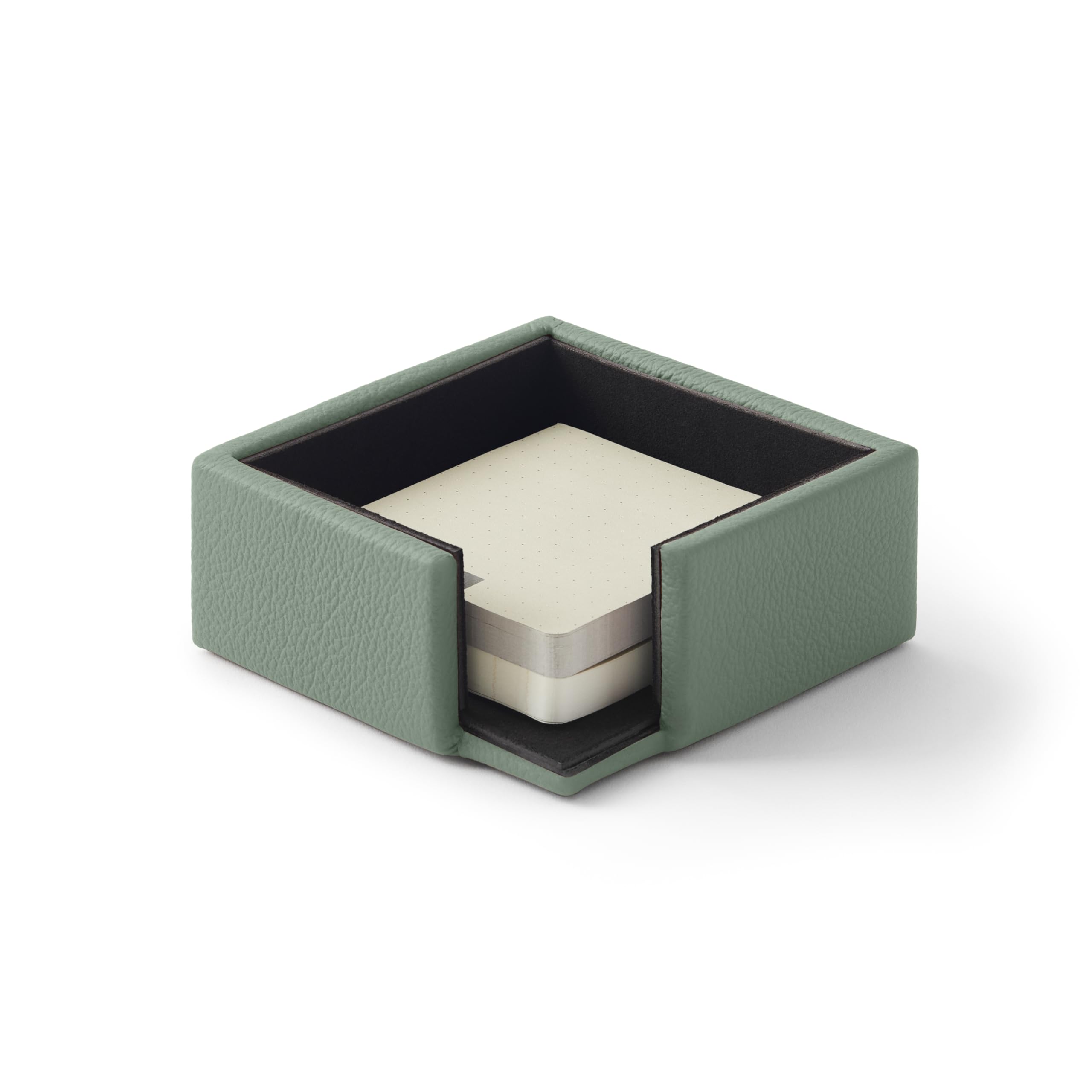 Eglooh - Atena - Porta Tacos de Notas Piel Genuina Verde Salvia - Cubo de Notas, Portanotas para Oficina - cm 11,2 x 11,2 x H.4,5 - Made in italy