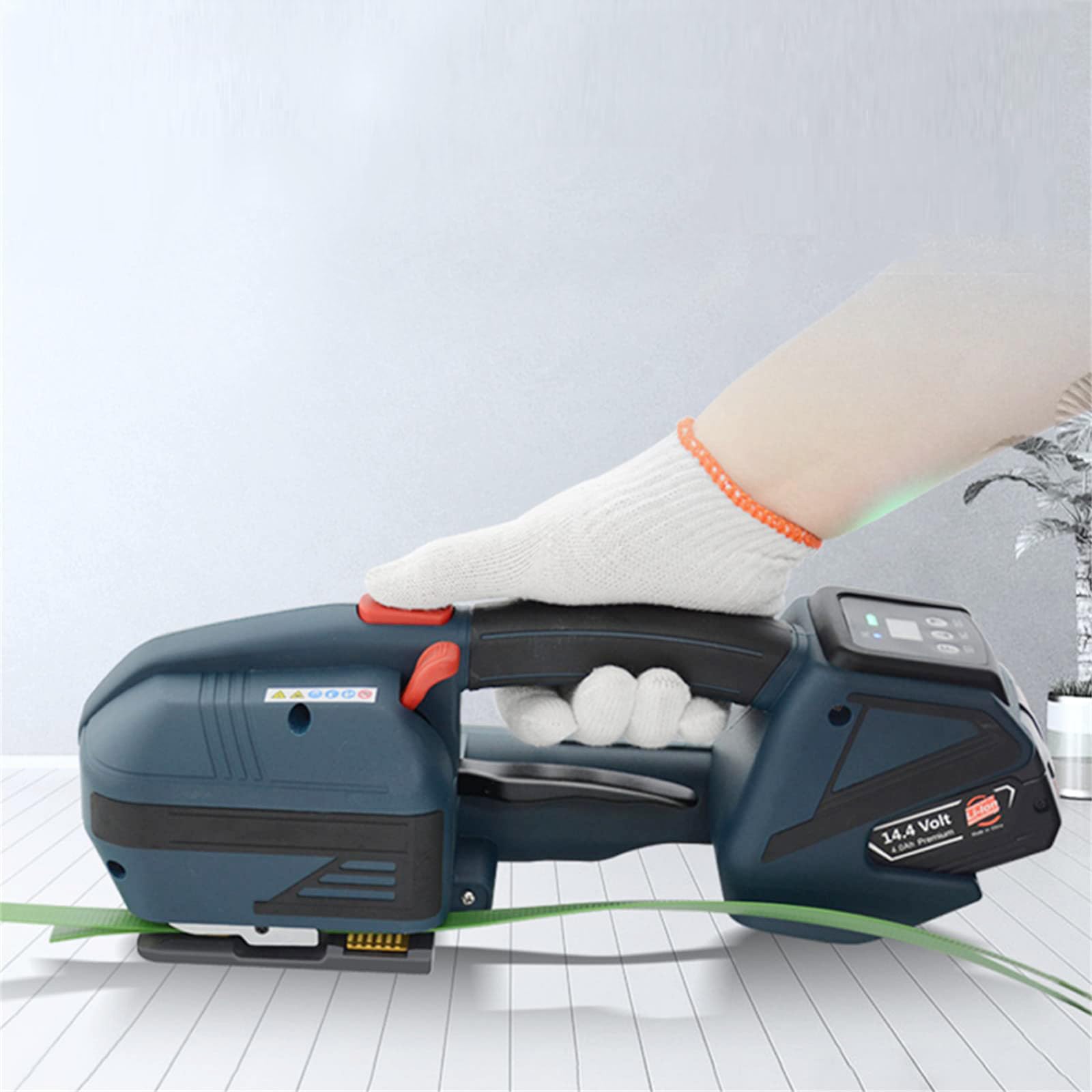 Reggiatrice, Reggiatrice elettrica con strumento schermo LCD, Pressa per balle portatile per reggette in PP PET da 13-19 mm, Alimentata a batteria da 4000 mAh, Reggiatrice automatica