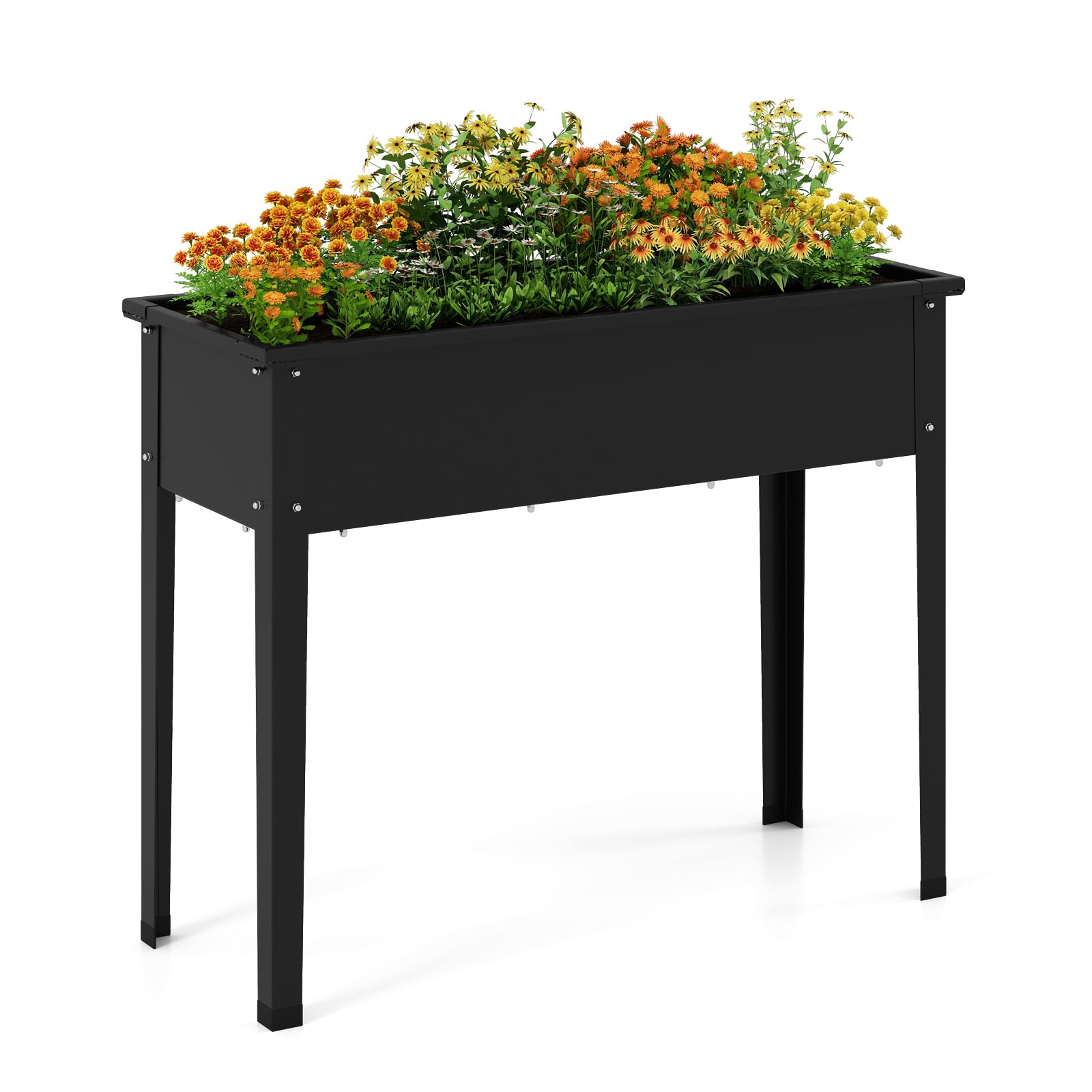 COSTWAY Letto da Giardino Rialzato, Fioriera Elevata con Gambe, Fori di Drenaggio, Aiuola Rialzata per Verdure, Frutta, Fiori e Erbe, Ideale per Balcone, Cortile e Patio, 100 x 40 x 80 cm