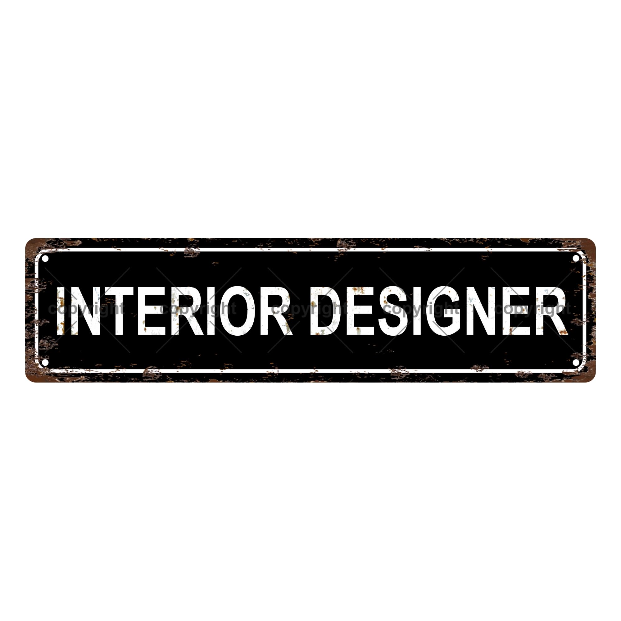Interior Designer Occupation Metal Tin Street Sign Bar Cafe Garage Cave Home Room Wall Bathroom Farmhouse Garden Porch Patio Decor,4x16 Inch