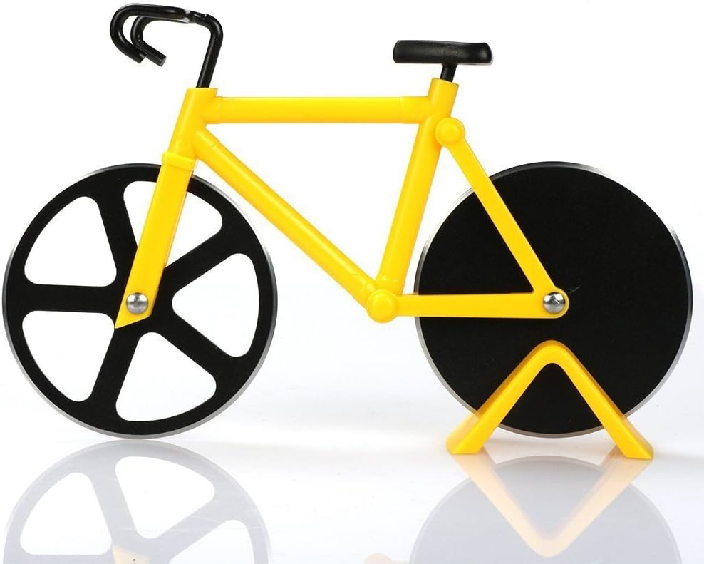 Bicycle pizza cutter, stainless steel double pizza cutter