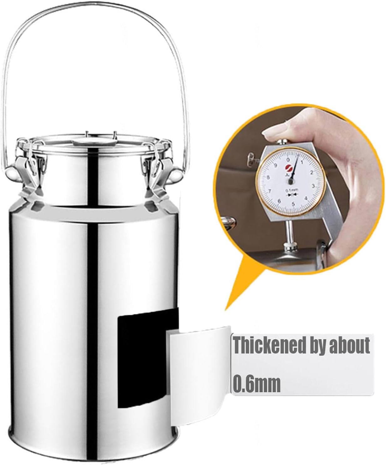 stainless steel milk cans storage Transport Cans Wine Pail Bucket Jug Pot Oil Liquid Storage Barrel for Milk Wine Oil Multiple capacities available,(10L/2.64Gal)