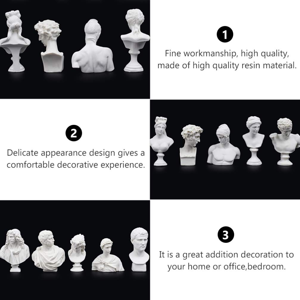 EXCEART Headless Statue Greek God Bust 10pcs Mini Figures of Greek Mythology Statue Resin Sculpture World Famous Figurine Home Desktop Decor Retro Art Room Figurine Sketch - Image 2