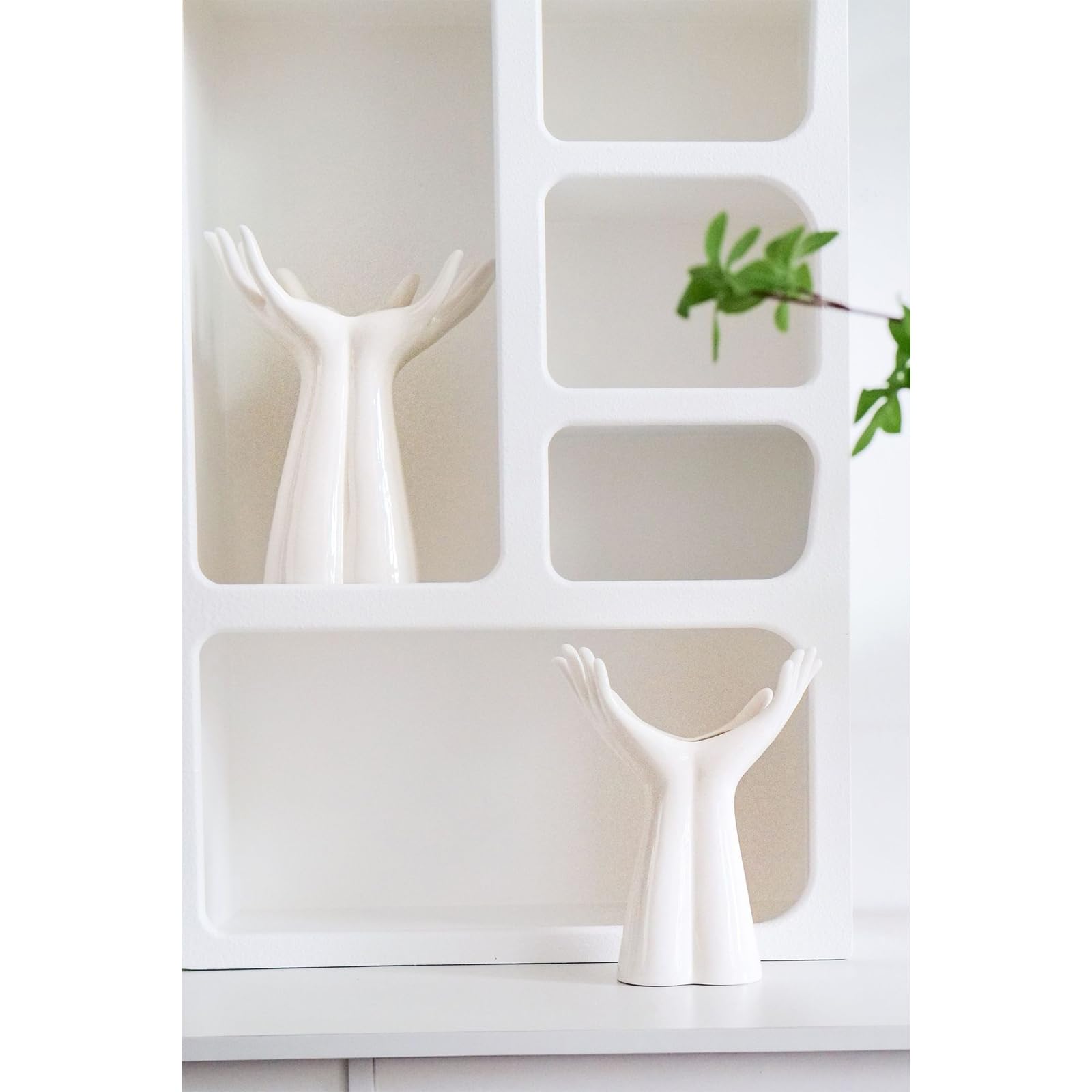 Jarrón de mano de cerámica – Florero de tamaño mediano para estantes, mesas y repisas – Elegante escultura de mano para entrada, sala de estar y decoración de estanterías 6