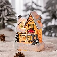 Vista 16 de Ochine Casa con luz de pueblo navideño, decoración navideña con luz LED, material de resina, edificios coleccionables de vacaciones