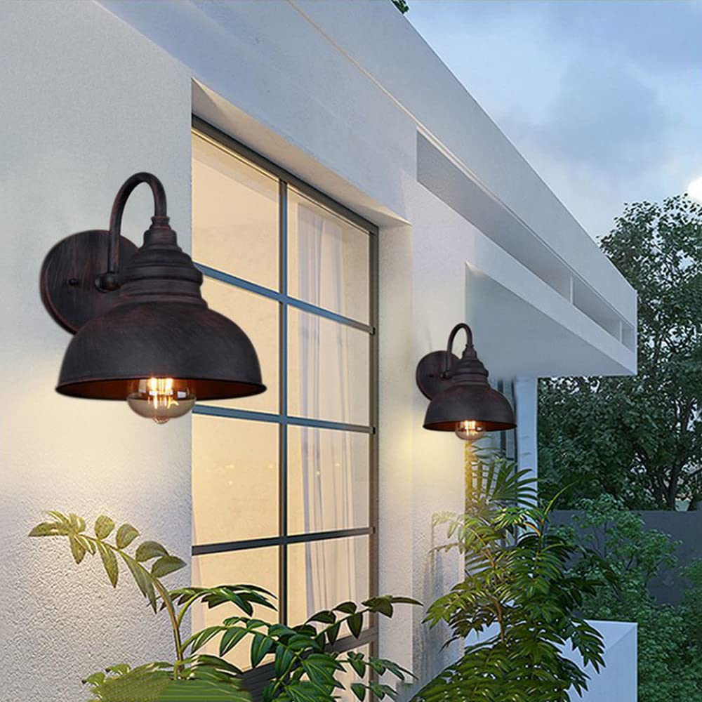 1-Light Retro Outdoor Wall Sconce Lantern Dusk To Dawn Wall Lamp Ip65 Waterproof Exterior Light Fixtures Wall Mount in Black Finish Balcony Aisle Garden Villa Exterior Wall Light/Red Bronze