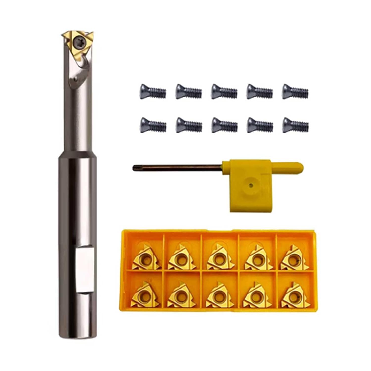 16mm HSMT16-16K16 CNC Drehmaschine Innengewinde Drehhalter mit 11 Stück 16IR AG60 Gewindeschneidplatten Außen Innengewinde Wendeschneidplatten Hartmetalldreheinsätzen