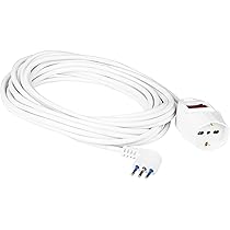 POLY POOL – PP2637 Prolunga Elettrica con Cavo Elettrico Bianco Estensibile 10 Metri – Spina 10A Salvaspazio e Presa Grande Schuko 10A, 16A 2P+T Pluristandard – Prolunga con Interruttore di Sicurezza