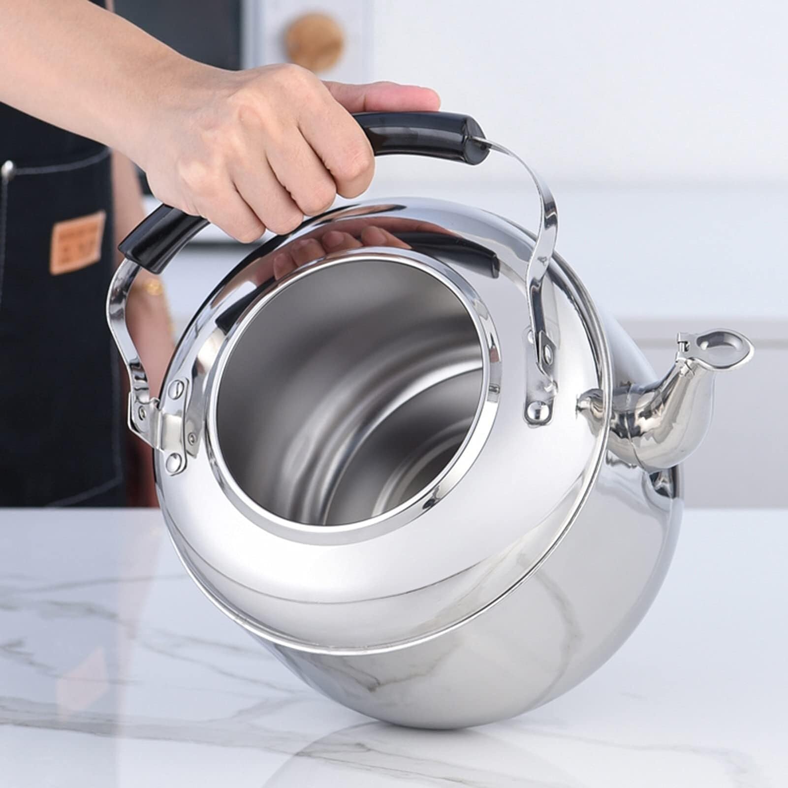 Teekanne, Pfeifender Teekessel aus Edelstahl, gleichmäßige Wärmeverteilung, 2,7 Quart, gebürstete Oberfläche