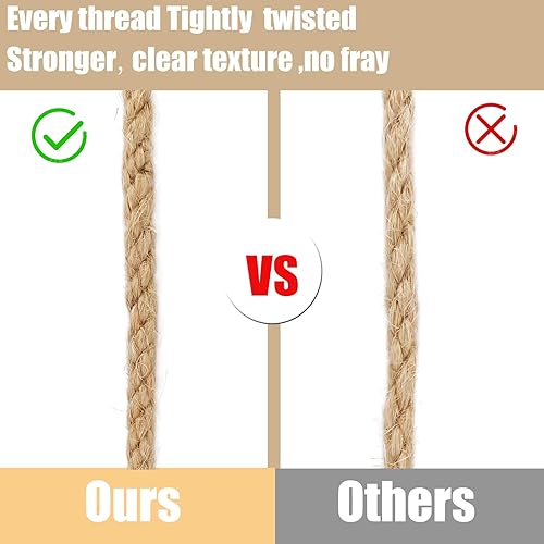 Miniatura 4 de Leecogo Cuerda de yute de 0.177 in de 100 pies de cuerda natural para manualidades, perfecta para jardinería en el hogar, macramé, manualidades,