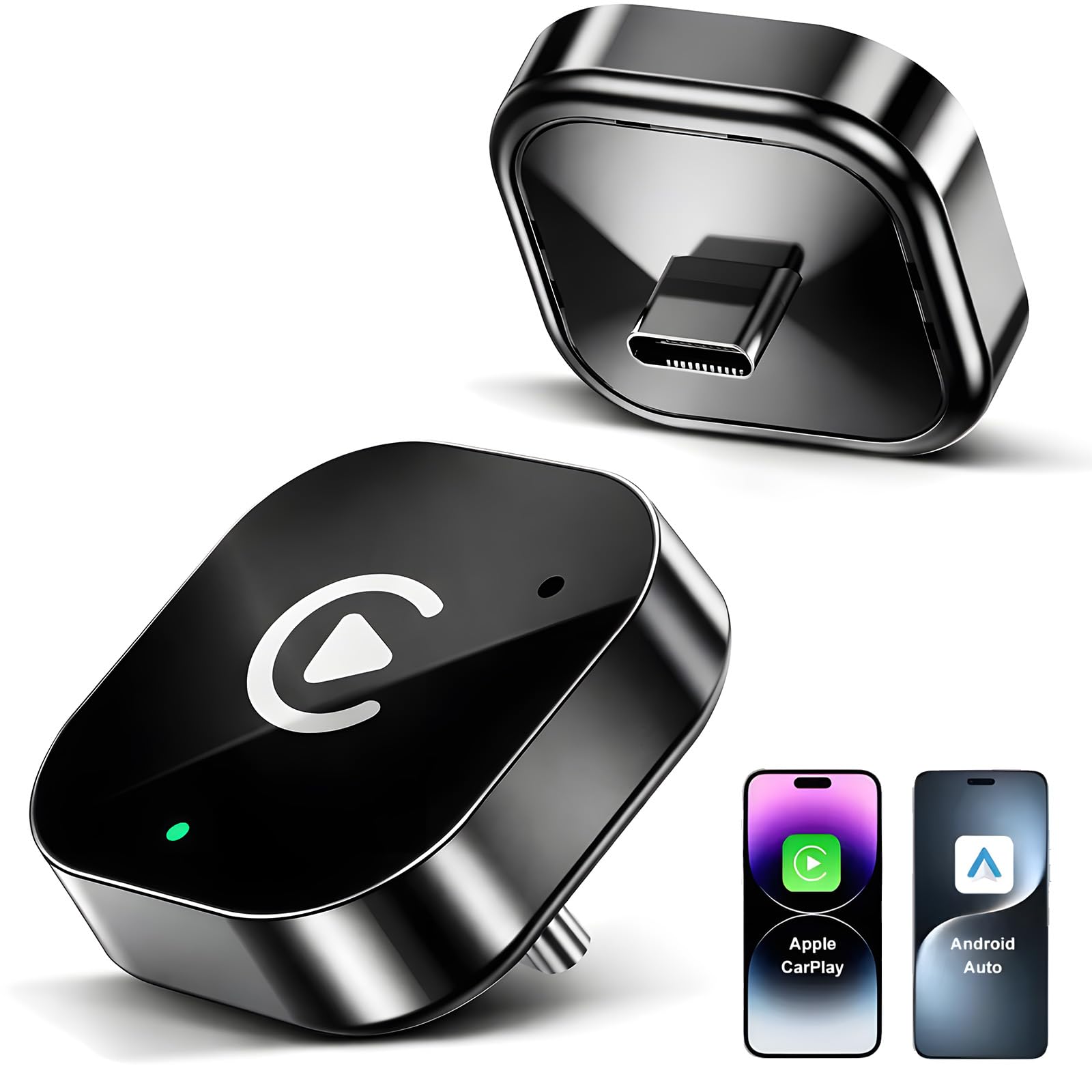 USB‑C Wireless-CarPlay- und Android-Auto-Adapter, Kabelgebunden-zu-Kabellos-Dongle | Plug & Play, kompatibel mit IOS und Android-Smartphones.