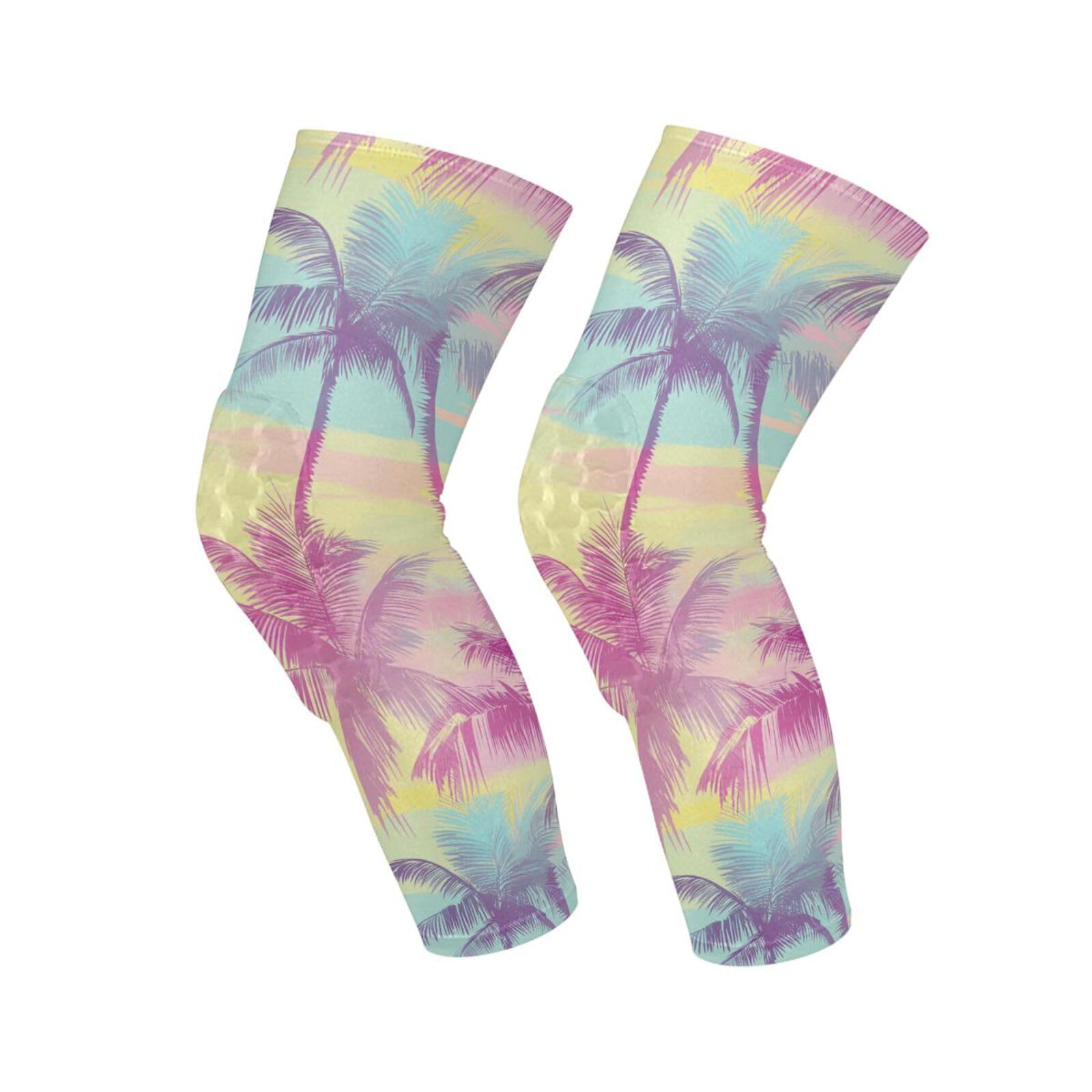 JUNZAN Tropical Blue Green Basketball Knee Pads for Youth Kids Wrestling Knee Pads with Sleeves Sport Kneepads for Volleyball Football