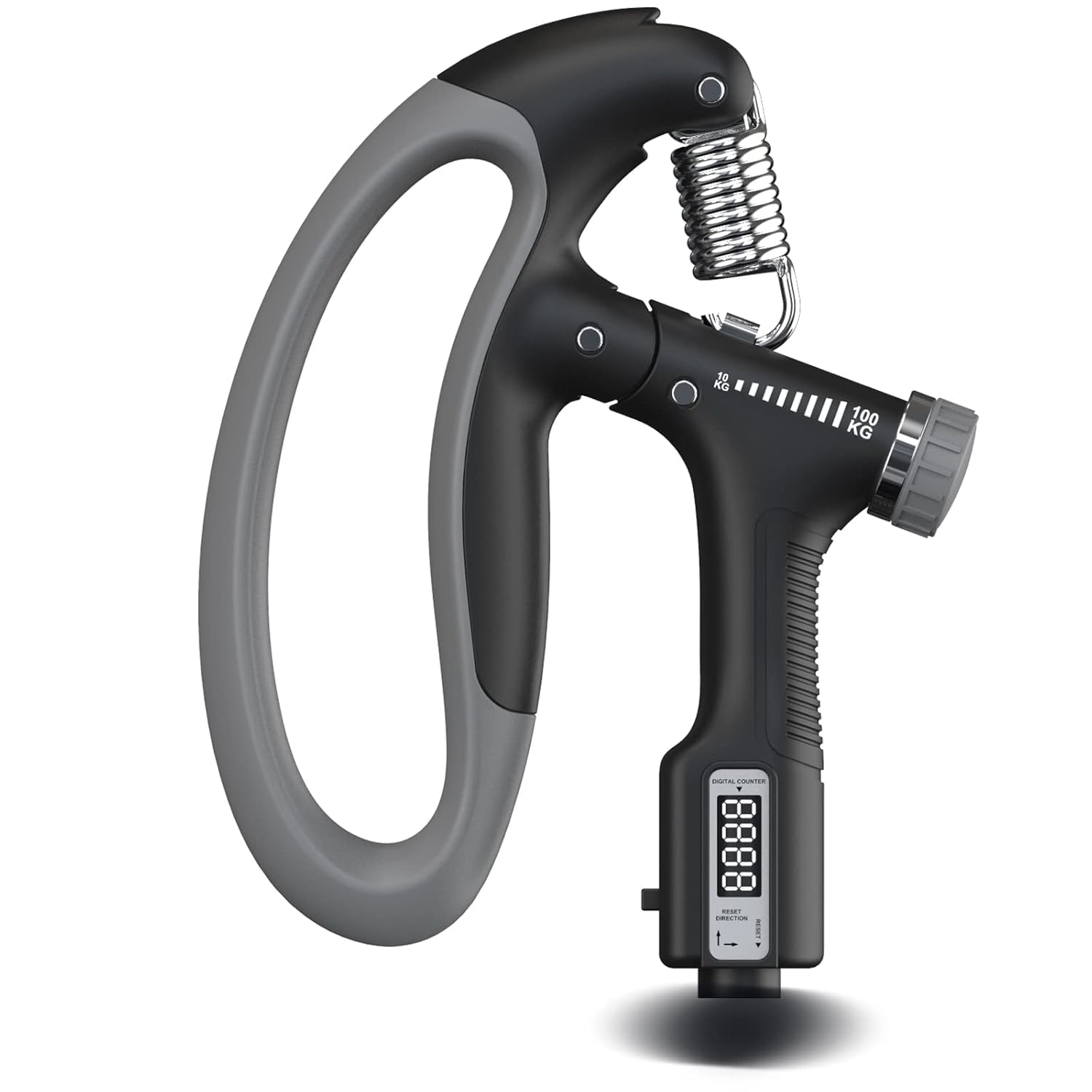 Adjustable Hand Grip Strengthener, Professional Heavy Duty Metal Spring Resistance Trainer, 5-100kg Range (Black)-image-49