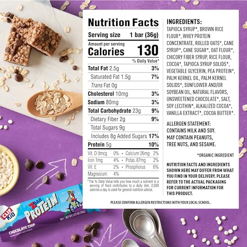 Clif Kid Zbar B07QWJYM91 Protein - Chocolate Chip - Crispy Whole Grain Snack Bars thumb #5