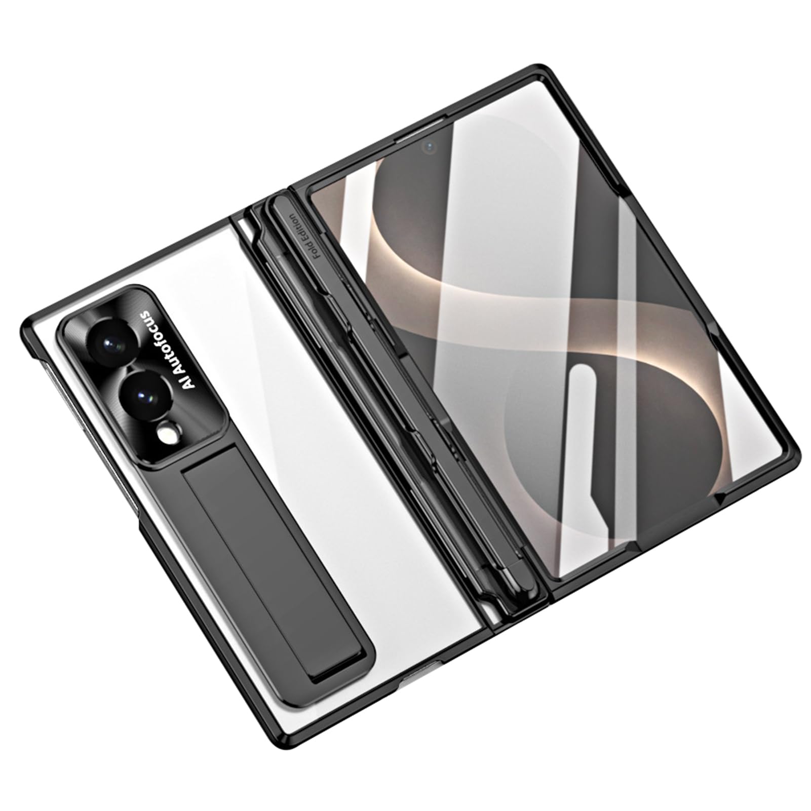 Trasparente Caso Per Samsung Galaxy Z Fold 8, Placcatura Staffa Cerniera | Proteggi Schermo Opaca Custodia Portapenne Protezione Fotocamera Assorbimento Degli Urti PC Guscio
