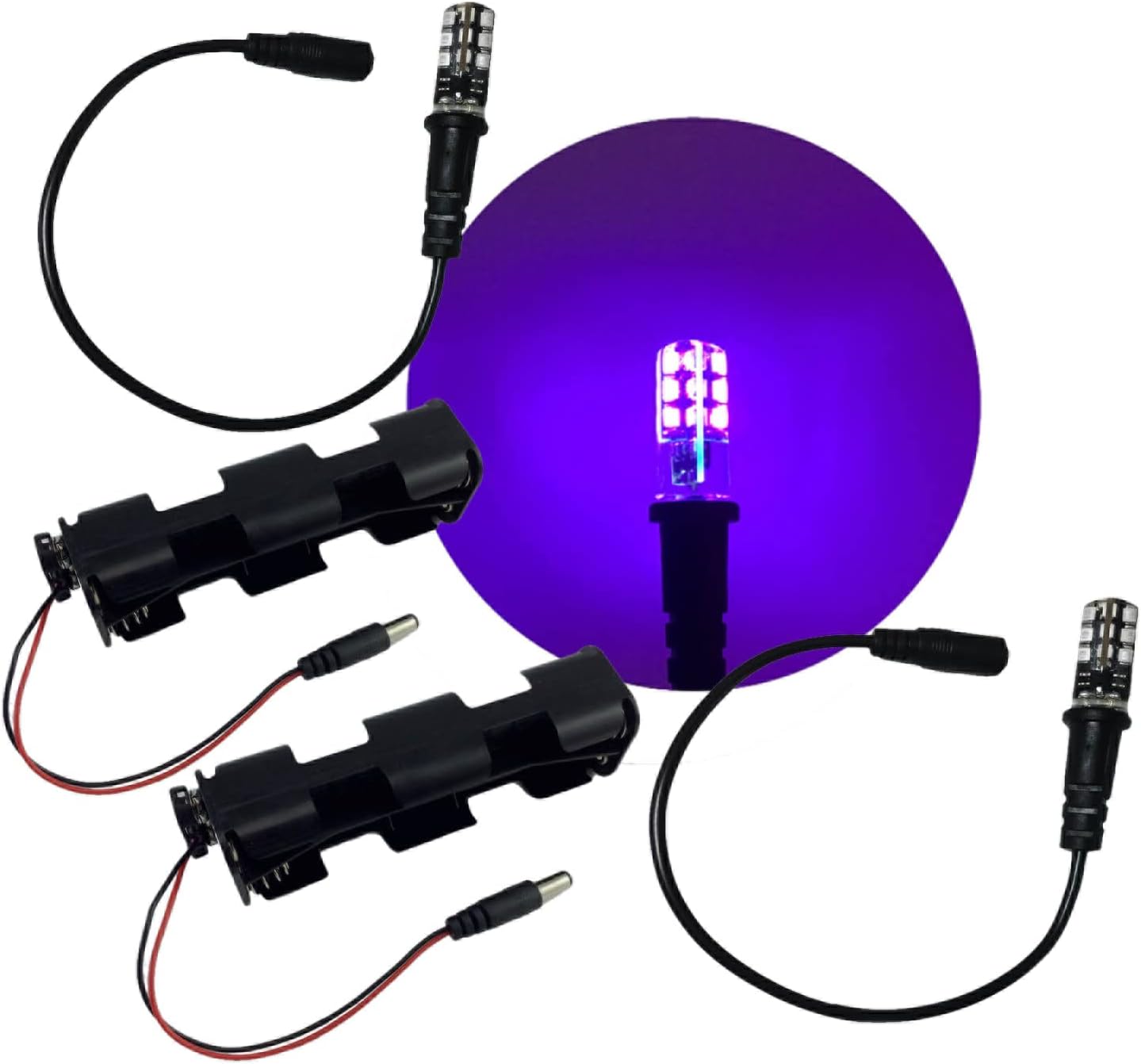 2 Kits Blacklight LED Special Effects Lights for Props Scenery Fluorescent Glow Paints pigments 12V DC Battery Operated Low Voltage Ultraviolet Black Lights