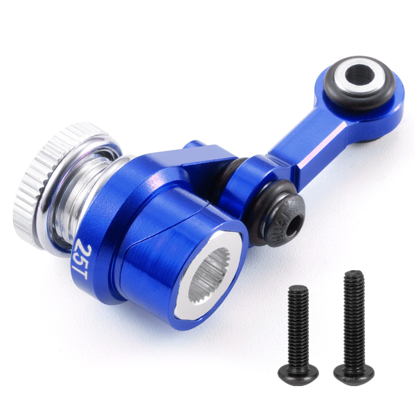 BRKRC Aluminum Fixed Link Steering with 25T Servo Arm for Tra-xxas Mini Maxx 2S XRT 1/16 RC Car Upgrade Parts (Blue)