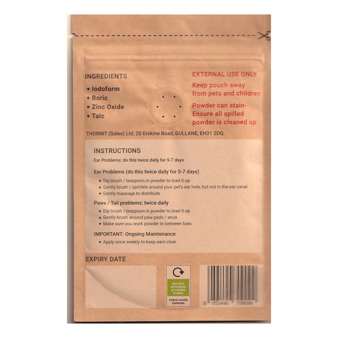Thornit Powder for Dogs Ears, 50g Resealable, Recyclable Pouch - Image 2