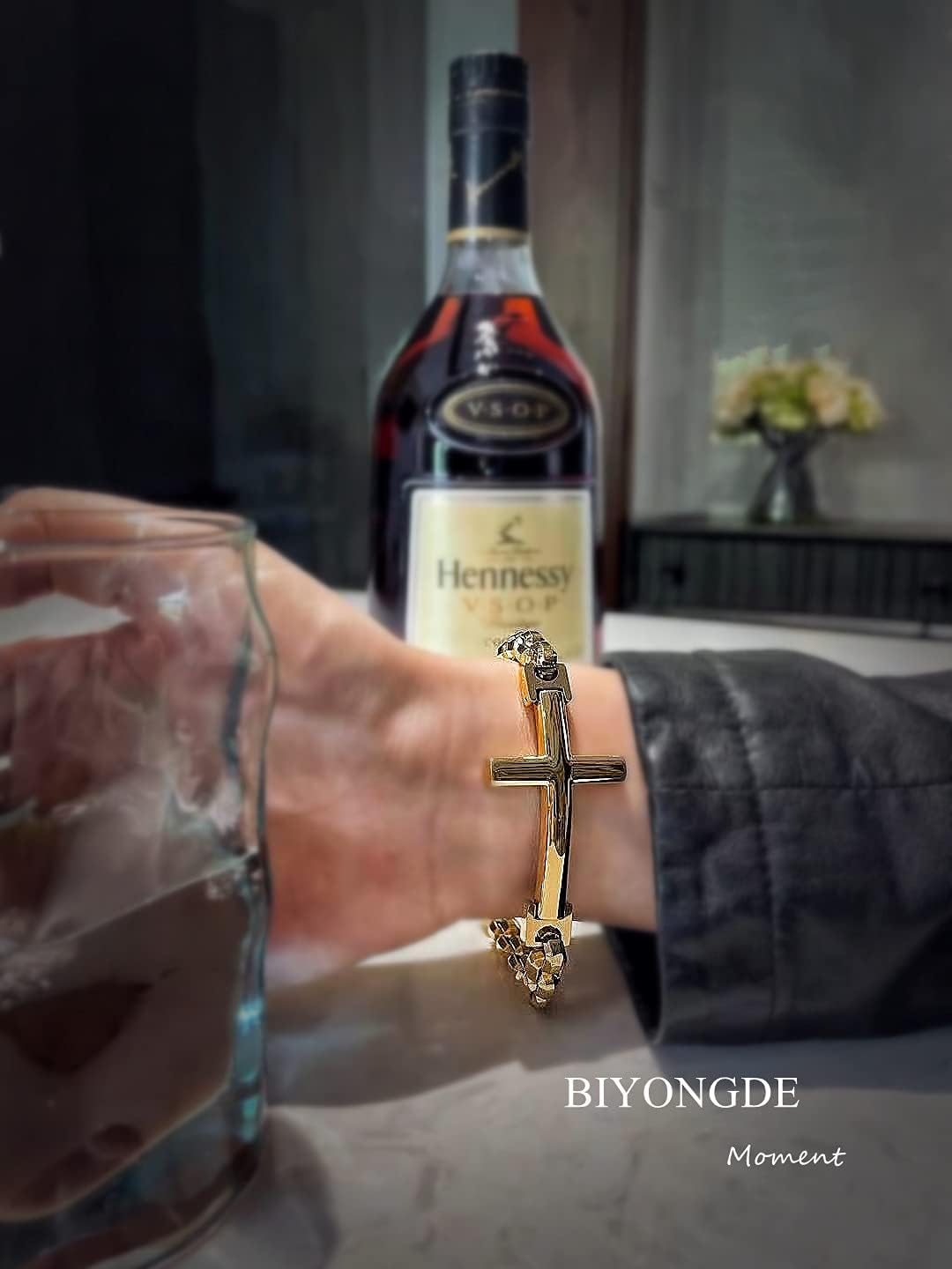 Men Horizontal Sideway Lateral Cross Rolo Chain Link Chain Bangle Bracelet Steel - Image 4