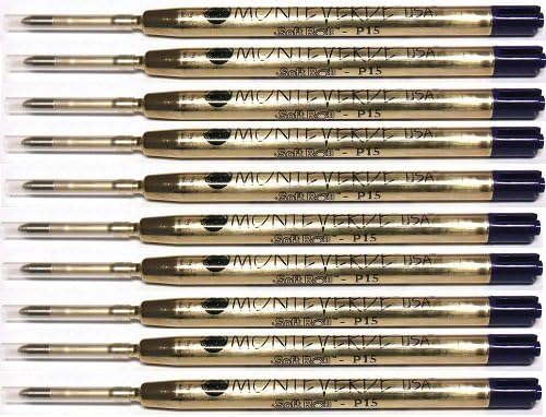 10 - Monteverde Ballpoint Refill to Fit Parker Ballpoint Pens, Super Broad Point, Soft Roll, (BULK PACKED) (Blue-Black)
