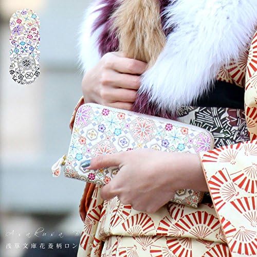 Amazon | [浅草文庫] 友禅染 長財布 花菱 はなびし 柄 江戸小紋 財布 ラウンドファスナー [浅草文庫] 友禅染 長財布 花菱 はなびし 柄 江戸小紋 財布 ラウンドファスナー 本革 日本製 朱鷺色