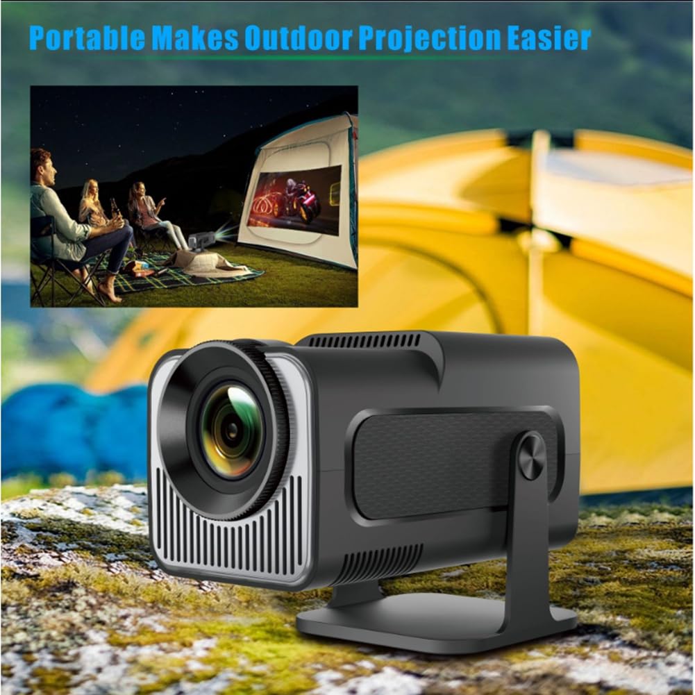 Bamberg HY320 Mini Neuer Nativer 720P Android 11 4K-Projektor 300ANSI Wifi6 BT5.0 Outdoor Tragbarer 180°-Projektor EU-Stecker