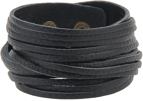 Miniatura 4 de GelConnie - Brazalete de piel, brazaletes trenzados punk, pulseras rock de piel, brazaletes góticos con correa ajustable, para hombre, mujer.