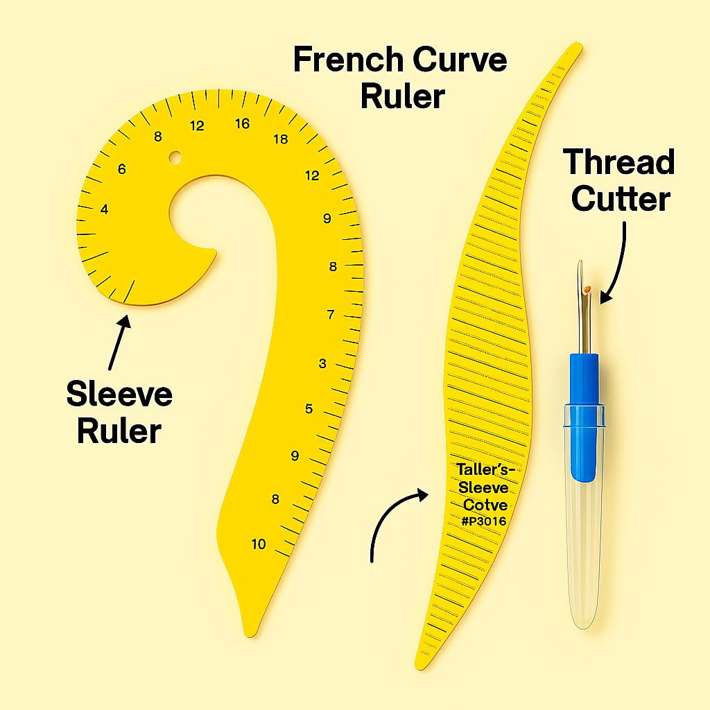 SD Decor Tailoring Accessories Curve Scale Combo – Stitching Material & Tools for Tailoring with French Curve Scale, Armhole Template & Thread Cutter for Sewing & Drafting (Set of 3) 3