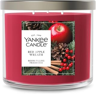 Yankee Candle Red Apple Wreath, Scented Candle, 14.5oz 3-Wick Candle Jar with up to 40 Hours Burn Time, Giftable, Holidays